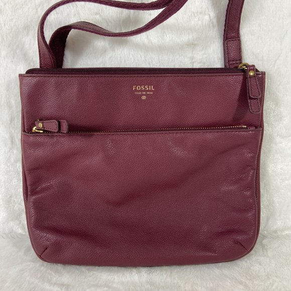 Fossil Tinsley Cabernet Pebbled Leather Crossbody Handbag SHB1788 NWT